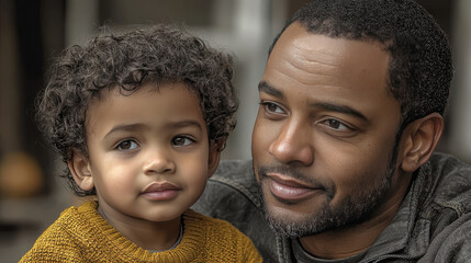 Wall Mural - A father and son share a tender moment, their eyes locked in love.