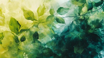 Wall Mural - Abstract Watercolor Painting of Green Foliage