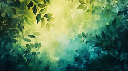 Wall Mural - Abstract Watercolor Painting of Lush Green Foliage