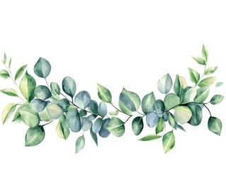 Wall Mural - Watercolor eucalyptus leaf isolated on white background