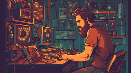 Wall Mural - Technician Games illustration flat Vector