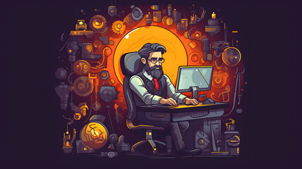 Wall Mural - Technician Games illustration flat Vector