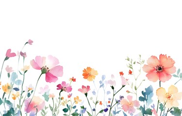 Wall Mural - Watercolor flower clip art, white background, cute, simple design,