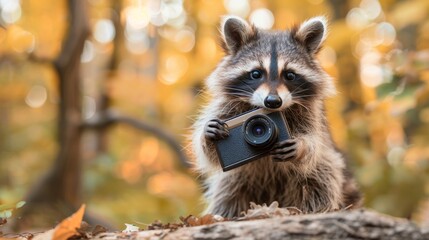 Wall Mural - Minimalist background: Loveable raccoon character portrait, perfect for Valentine's Day cards and zoo-themed decoration