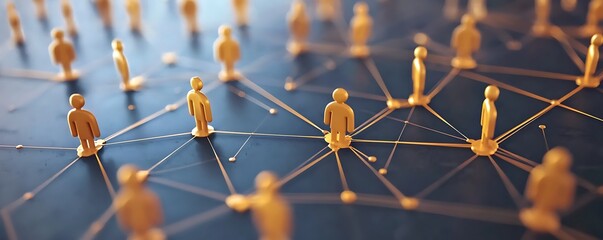 Leadership illustrated through connected human figures and network nodes.