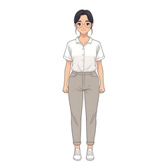 Sticker - Cartoon Illustration of a Young Woman Wearing Casual Clothes.