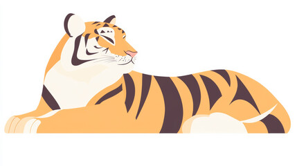 flat illustration of a yellow tiger wildlife on simple background