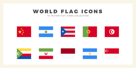 Canvas Print - 10 World Flags Square. icons Pack. vector illustration.