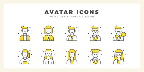 10 Avatar Two Color icon pack. vector illustration.