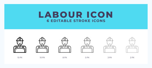 Sticker - Labour icon with editable stroke. Outline icon vector illustration.