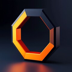 3D Octagon Icon: Eight Sided Geometric Shape Illustration Logo