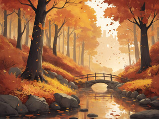 autumn leaves and bridge