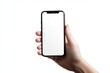 © stock.metket.com - A hand holding a smartphone with blank display isolated on white background