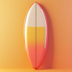 Wall Mural - 3D Surfboard Icon: Board for Surfing Waves Illustration Logo