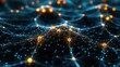 © somchai20162516 - A conceptual image of a neural network illustrated as a complex web of connections glowing over a dark background, representing deep learning and AI computation models