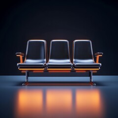 Wall Mural - 3D Seating Icon: Chairs in Airport Terminals Illustration Logo