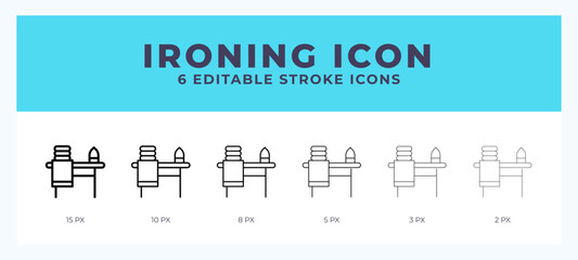 Canvas Print - Ironing icon set with different stroke. Design elements for logo. Vector illustration.