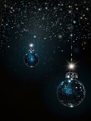 Sticker - Dark disco background with glittery Christmas design.