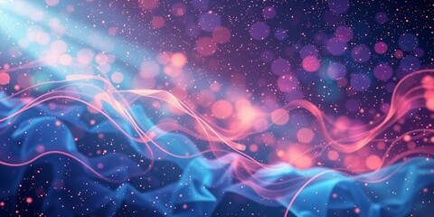 Wall Mural - Abstract background with pink and blue glowing lines.