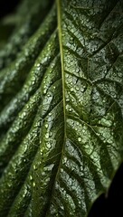 Wall Mural - Detailed green leaf.