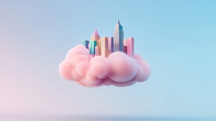 Wall Mural - Floating City on a Cloud of Colors