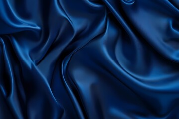 Smooth Dark Blue Satin Fabric Texture Background