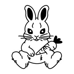 Sticker - Hand drawn icon of bunny carrot 