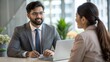 © N7 - 'Indian HR Manager Conducting Interview' - An Indian HR professional conducting a job interview with a candidate.