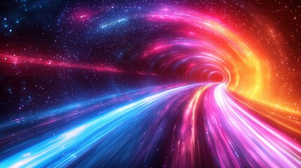 Wall Mural - Abstract Colorful Light Trails in Space   Futuristic Tunnel Background