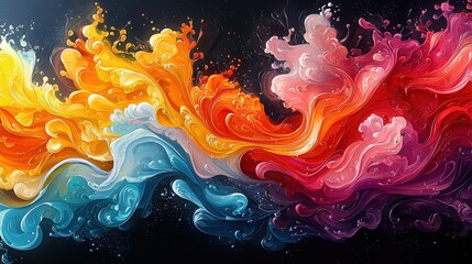 Wall Mural - Abstract Swirling Paint Colors  Blue  Red  Yellow  Orange  Purple  Liquid Art  Background Texture