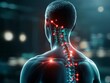 © Yelloone - Concept image of muscles with glowing red pain points, symbolizing trigger point discomfort, Trigger point pain, Muscular pain illustration