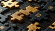 © BOJOShop - Gold and Black Puzzle Pieces on Wooden Background