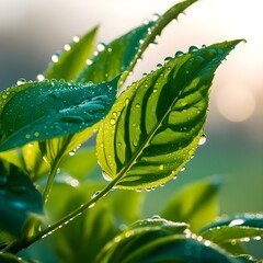 leaf with dew drops