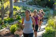 © Ryzhkov - Diverse Group of Young Adults in Morning Outdoor Fitness Session at Urban Park, Embracing Community and Sustainable Living Trends