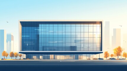 Wall Mural - Modern Architectural Building with Glass Facade