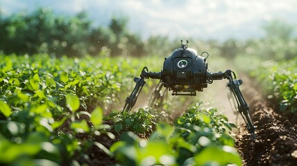 Agriculture robotic and autonomous car working in smart farm, Future 5G technology with smart agriculture farming concept 