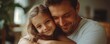 © Men Alchemy - man dad having quality time with their kid daughter girl nine year old hug on his arms. happy father playing with child. real life authentic day-to-day fatherhood moments. fatherly love, Generative AI