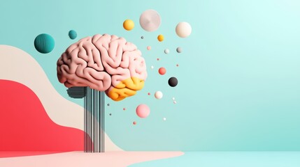 Canvas Print - A stylized illustration of a brain with data flowing through it, representing the learning and adaptation capabilities of AI.