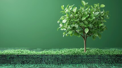 Poster - Green Technology Concept   Tree Growing on Circuit Board