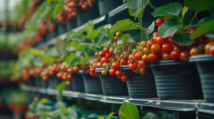 Wall Mural - Close up of tomatos, high quality fruits. Manual farming and harvesting concept.