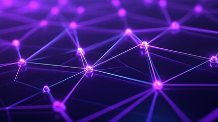 Abstract network visualization with glowing purple nodes and connections, representing digital communication and technology.