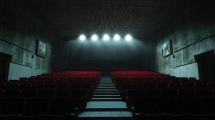 Wall Mural - Empty Cinema Hall with Bright Spotlights