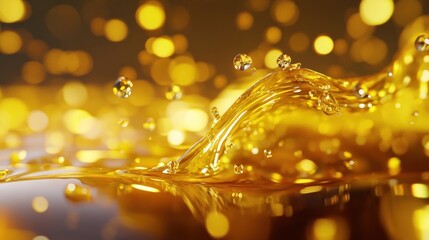 Canvas Print - Golden Liquid Splash with Bokeh Background