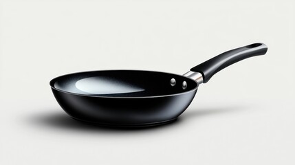 Black Nonstick Frying Pan on White Background