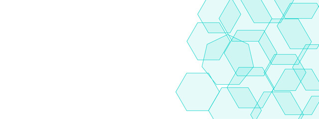Aufkleber - Abstract Hexagonal Network Design with Light Blue Geometric Shapes. Chemical pattern, futuristic pattern for background, backdrop. Geometric overlapping hexagon pattern