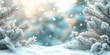 © Deja - white winter christmas nature background wide format Snow covered fir branches Winter fairytale background