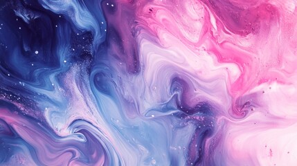 Poster - Abstract Swirling Paint in Pink and Blue