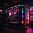 © Steeve - concept design of gaming workstation station custom pc computer build with glass windows and RGB