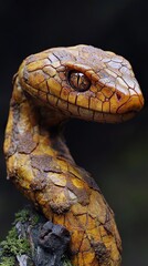 Poster - Close Up of a Yellow Snake's Head with a Sharp Focus