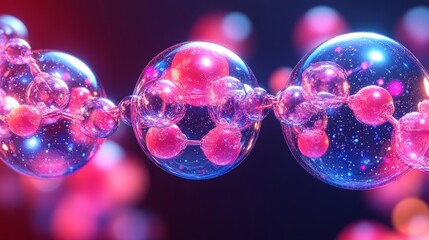 Abstract illustration of molecular structures with vibrant colors showcasing science and technology themes.